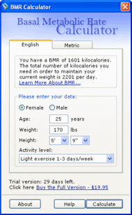 Basal Metabolic Rate Counter screenshot